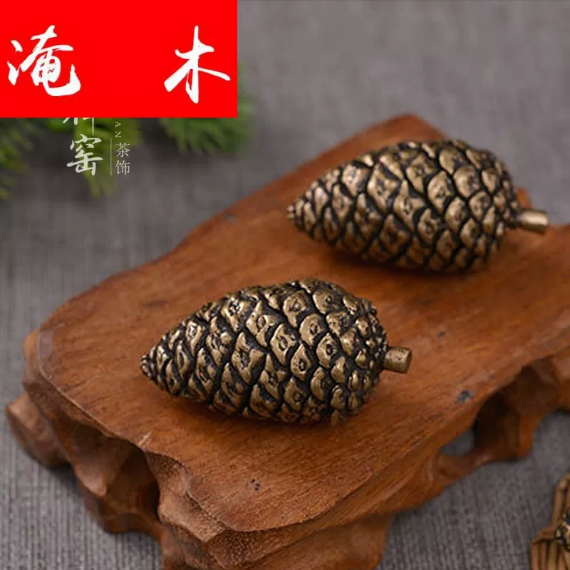 淹木 Shi Zen Kiln Pure Copper Pine Cone Tea Pet Japanese-style cover shelved tea table cover bracket Kung Fu tea ceremony match
