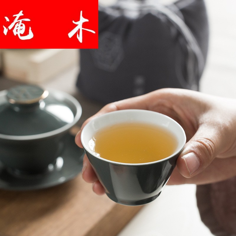 Flooded wooden Japanese contracted ceramic tureen tea color glaze tureen kung fu tea set gift set logo