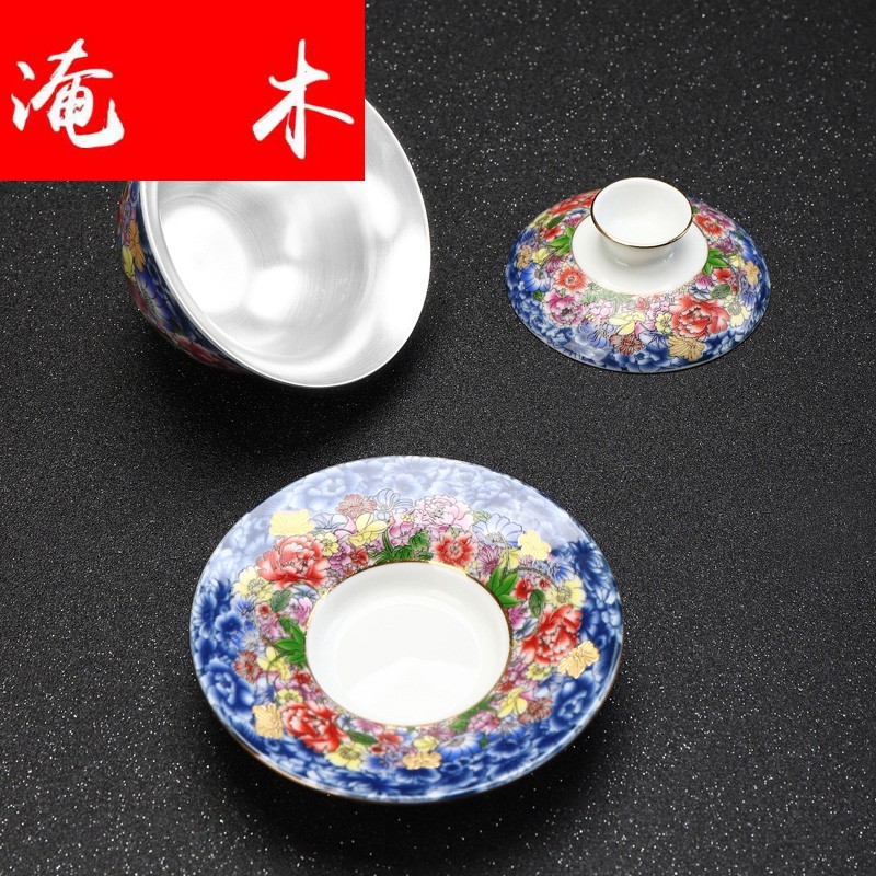 Submerged wood tureen manual coppering. As silver 999 cups of jingdezhen ceramics powder enamel silver large steak spent fuels the kung fu