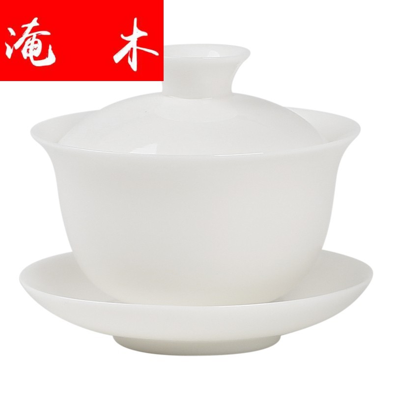 Submerged wood only three tureen tea cups dehua white porcelain glaze firing to thin ceramic manually kung fu tea bowl suit