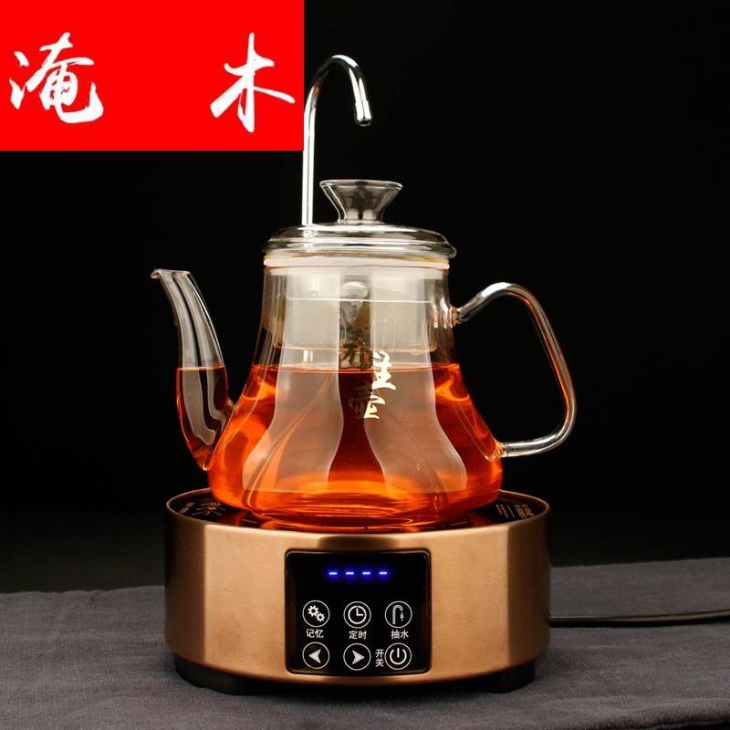 Submerged wood glass steaming pot of a complete set of tea sets with pumping touch electric TaoLu boiled tea stove glass teapot