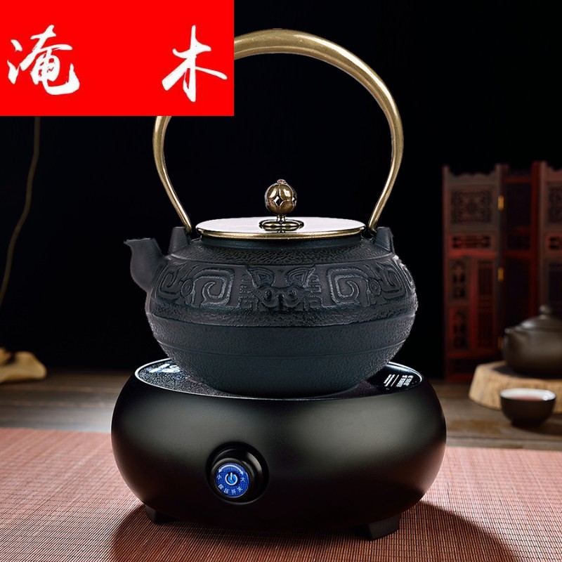 Flooded wooden craft brother iron pot of tea without coating pot of southern cooking big iron pot of iron electric kettle TaoLu tea sets