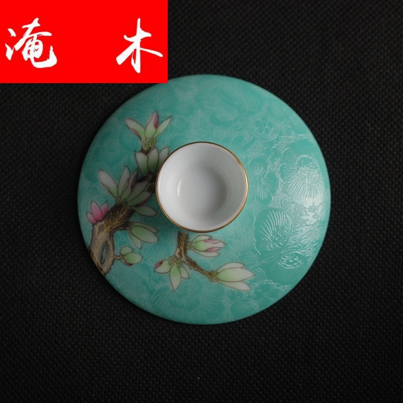 Submerged wood jingdezhen ceramic tea set manually pick flowers pastel demand paint hand - made tureen archaize three bowl of the work