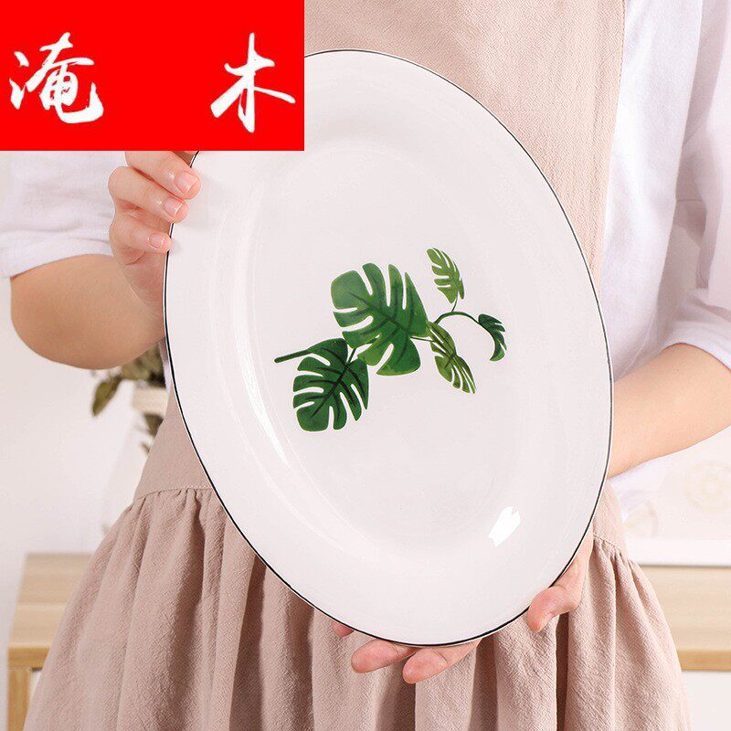 Flooded wood new minimalist modern ceramic dishes Home 12 inch fish discs Inwind creativity Nordic cutlery oval