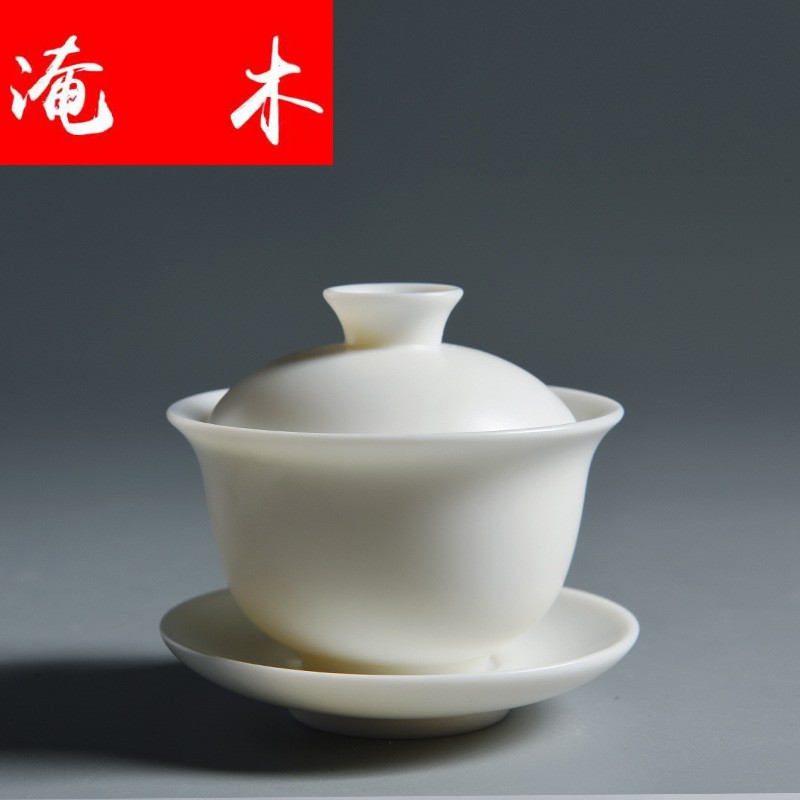 Submerged wood white marble dehua porcelain only three tureen white porcelain ceramic biscuit firing kung fu tea tea bowl hand - made tea cups