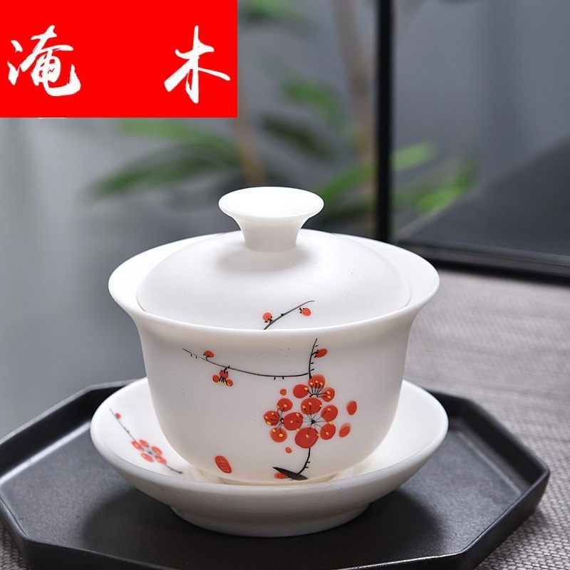 Submerged wood gode hand - made white porcelain tureen ceramic cups large only three bowl dehua kung fu tea tea set
