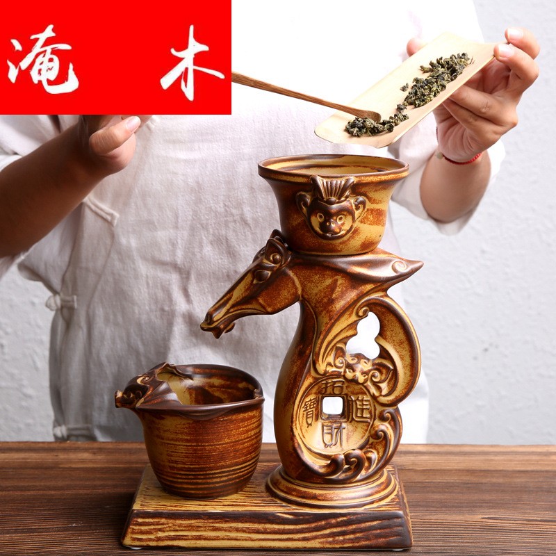 Flooded the roundabout seal hou kung fu tea tea set gift set automatically restores ancient ways coarse pottery lazy tea logo