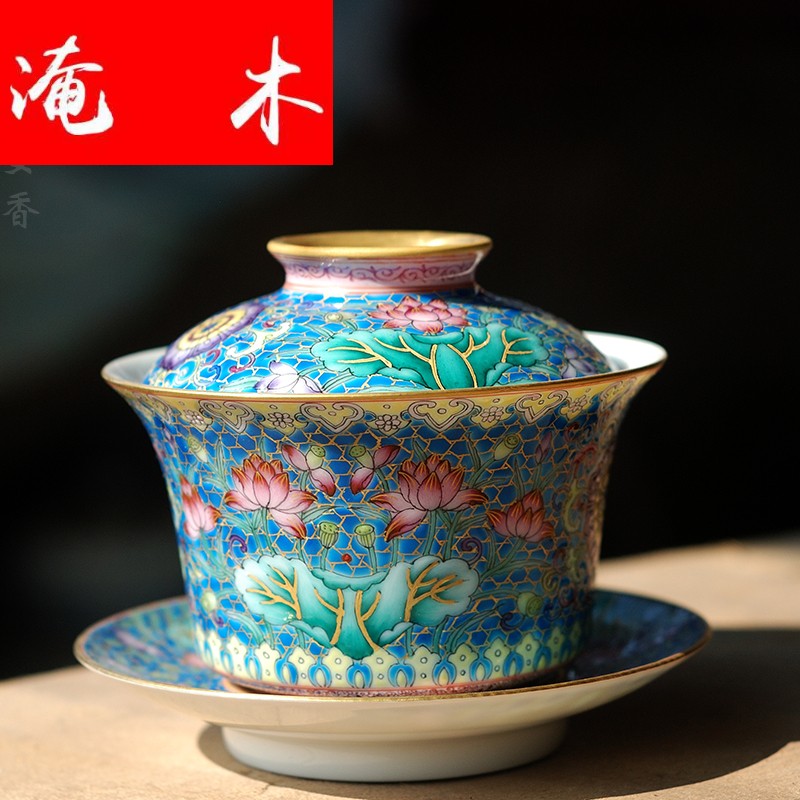 Submerged wood see colour enamel handpainted lotus treasure phase flower tureen jingdezhen all checking ceramic porcelain fine powder enamel