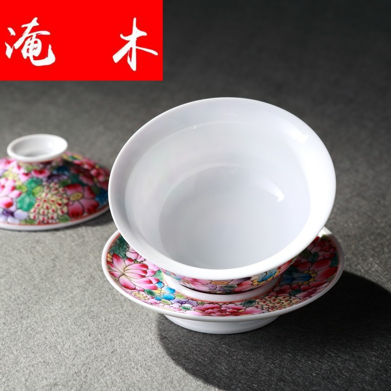 Submerged wood jingdezhen manual tureen household ceramic cups three restoring ancient ways to hand make tea bowl bowl bowl