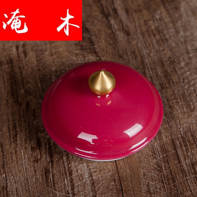 Submerged wood jingdezhen checking ceramic hand - made carmine gold teapot kung fu tea set single pot of tea pot