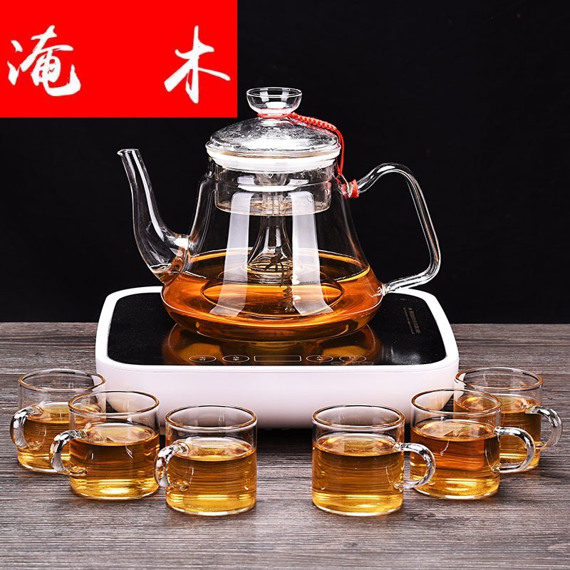 Submerged wood more heat resistant glass teapot the boiled tea, the electric TaoLu suit household black crystal plate electric TaoLu boil tea