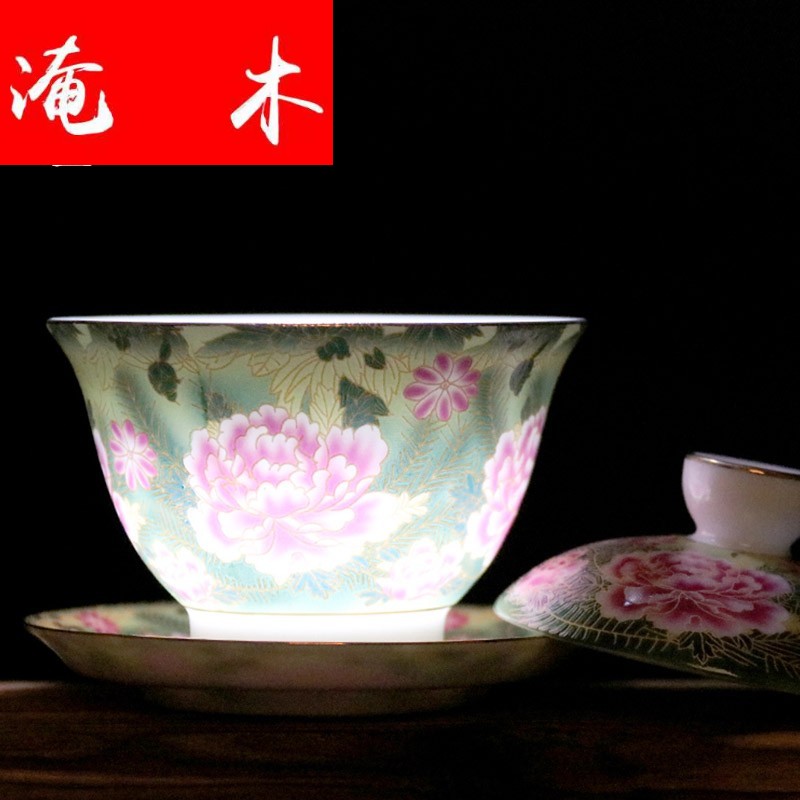 Submerged wood tea friends blue - and - white porcelain enamel tureen large three to bowl with enamel kung fu tea tea cup