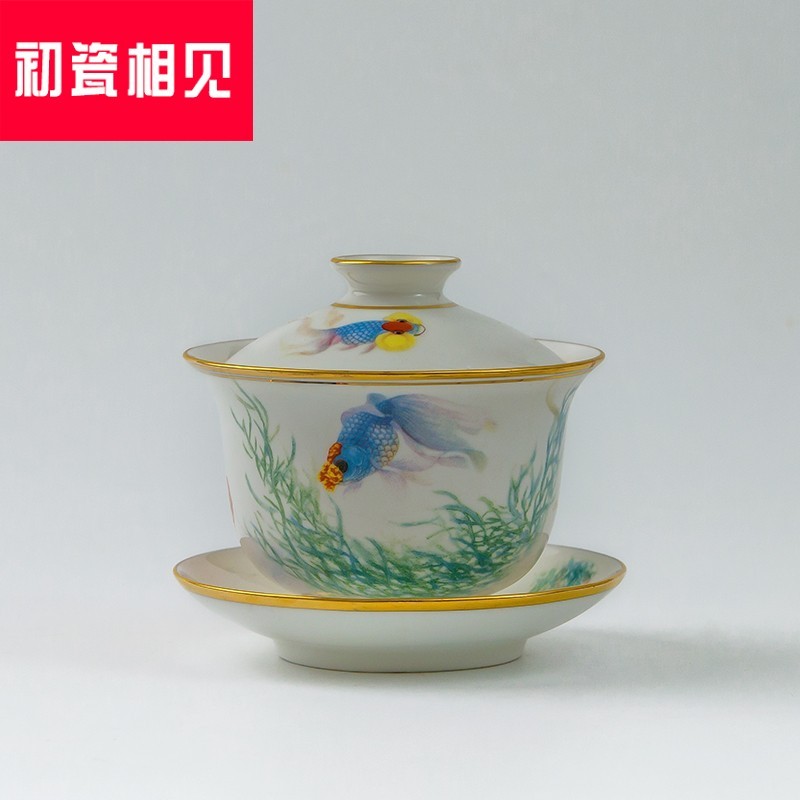 Submerged wood made tea tureen bowl jingdezhen hand - made pastel large only three bowl of ceramic cup