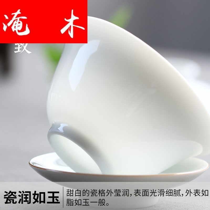 Submerged wood white porcelain hand - made porcelain tureen tea cups yongle sweet white glaze tureen three bowl of thin foetus ceramic kung fu tea set