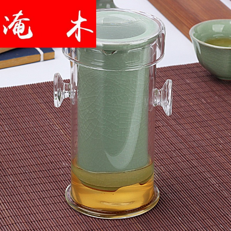 Inundated wood tea - brother green ceramic tea cup tea cup teapot floating and exquisite glass teapot