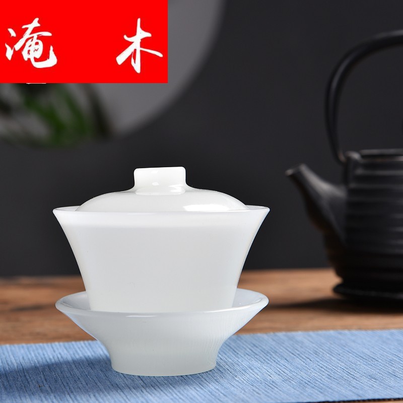 Submerged wood gode jade porcelain tea tureen white porcelain glass heat points three to bowl with coloured glaze kung fu tea set