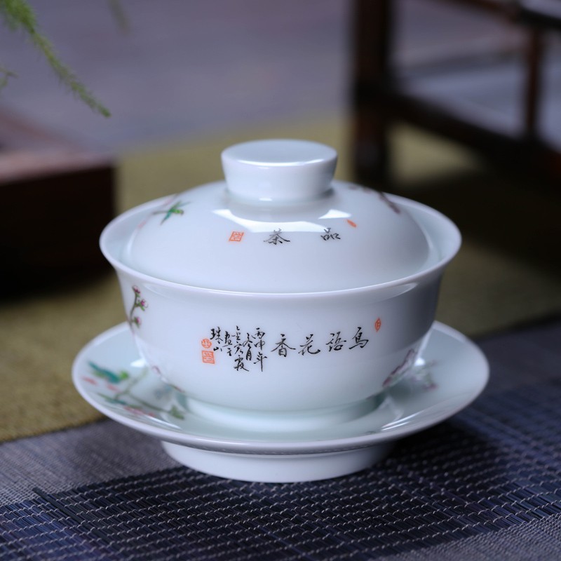 Flooded wooden checking ceramic tea ware tureen three teapots only hand - made famille rose tea ware jingdezhen porcelain tea set