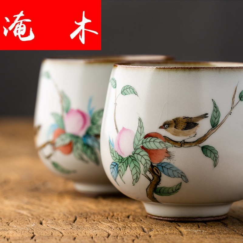 Flooded your up hand - made wood sample tea cup time slicing can raise cups jingdezhen checking ceramic main the original design