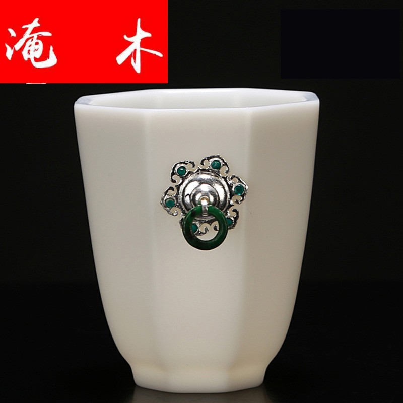 Submerged wood gode white porcelain ceramic jade pendant with silver cup individual up sample tea cup masters cup cup single CPU