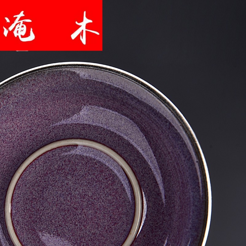 Flooded solid wood, ceramic coppering. As silver tureen your up with jun porcelain household kung fu tea tea set three bowl tea cups