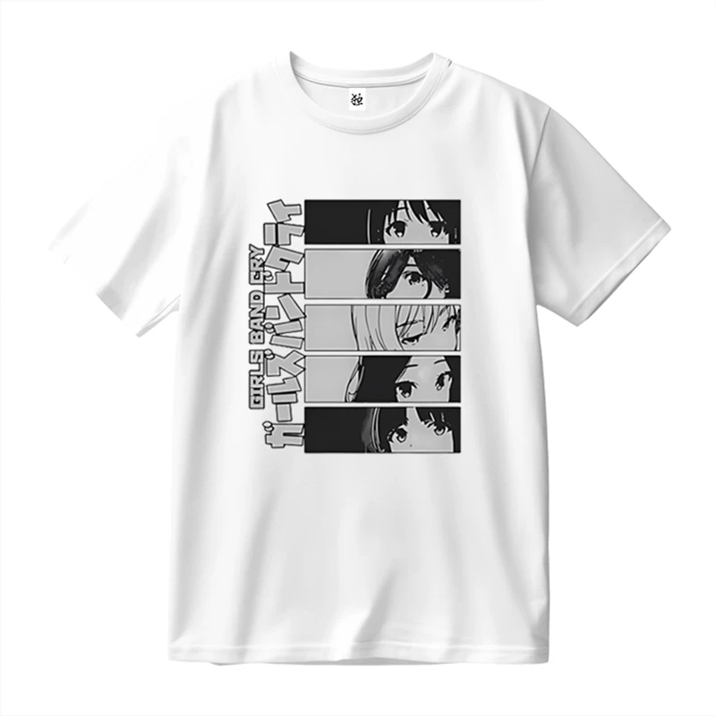 Футболка Sleeve из хлопка с призывной надписью 'The Scream of Girls Band Crying Girls Band Inina Isori Not Going to School'