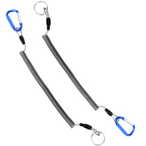 Fishing House 2-set steel wire belt mountaineering buckle anti-loss rope Road sub-clamp fish control buckle rope telescopic drawstring