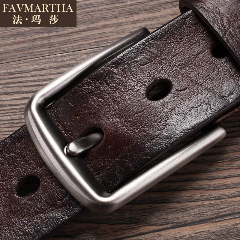 Men's belt head layer cowhide pin buckle belt leather Joker vintage men's high-end belt tide young people