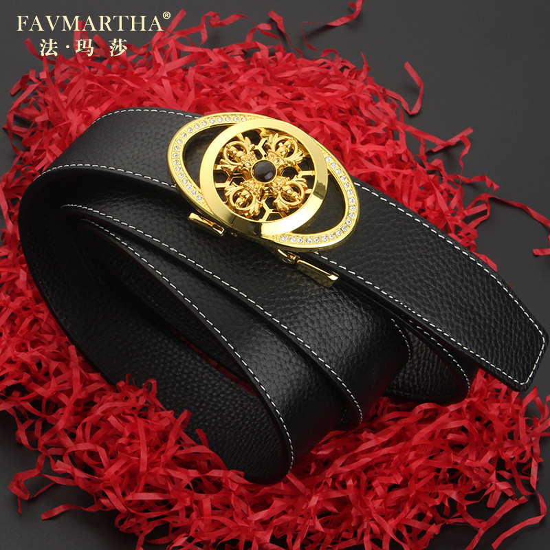 At the time, running the belt men's header pure cow leather fashion and automatic button high-end leisure leather belt