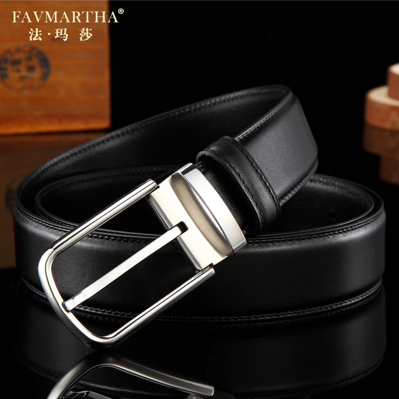 Belt male leather needle button stainless steel head pure cow leather high-end pants casual luxury suit belt