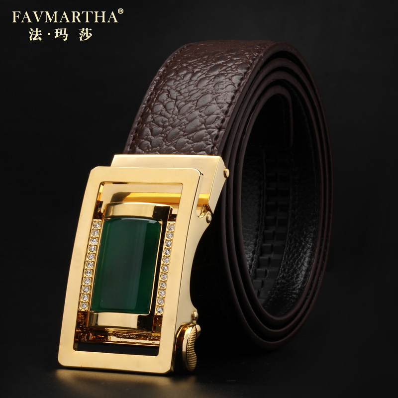High-grade jade belt male agnaut dermal automatic buckle youth belt crocodile business pants with tide