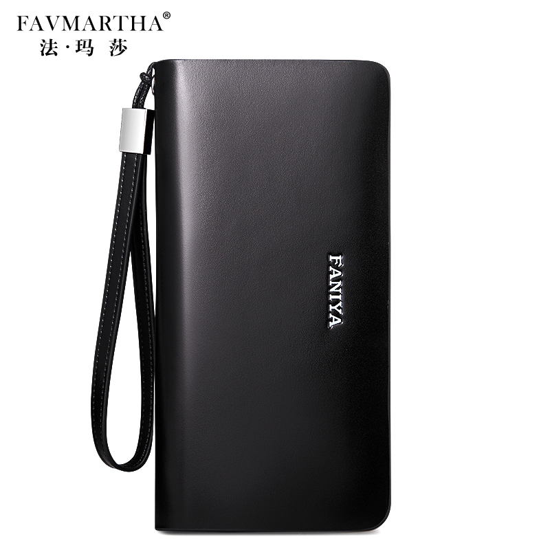 Fa Martha men's wallet upscale Long version of the leather 100 hitch handbag Bull Leather Card Bag Hand Grip of the Foreskin Clip