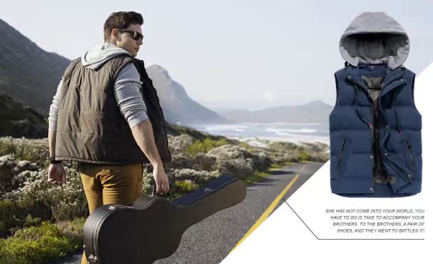 Mùa thu và mùa đông nam xuống vest cotton có thể tháo rời mũ áo phiên bản Hàn Quốc của xu hướng áo vest dày ấm áp vest nam áo gile phao nam đẹp