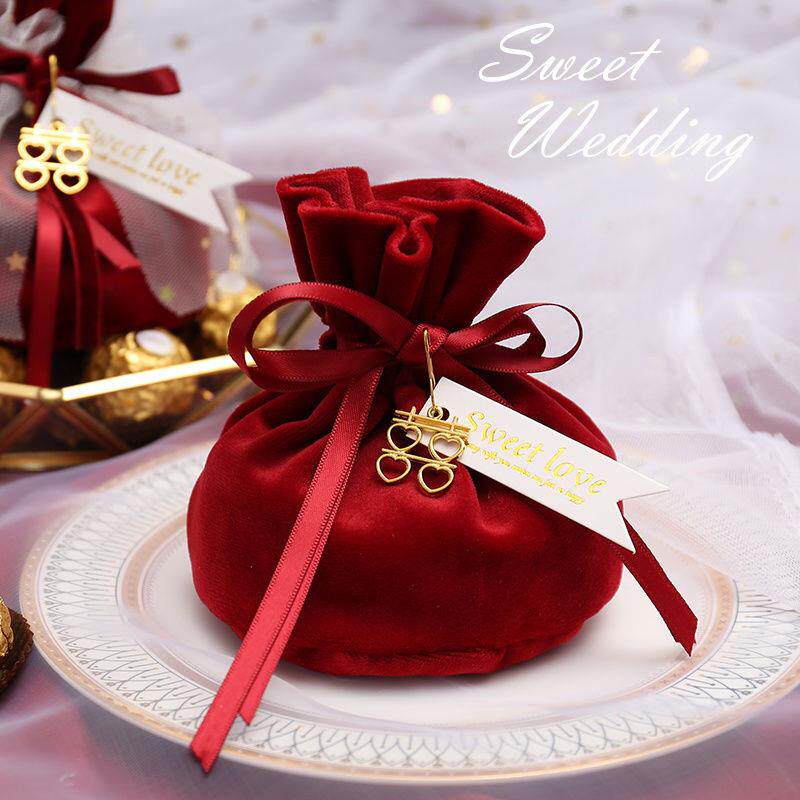 Red Cloth Bag Wedding Lilly Cloth Delight sugar box Creative Silk Suede Companion Gift bag Ins Skirt Handbag