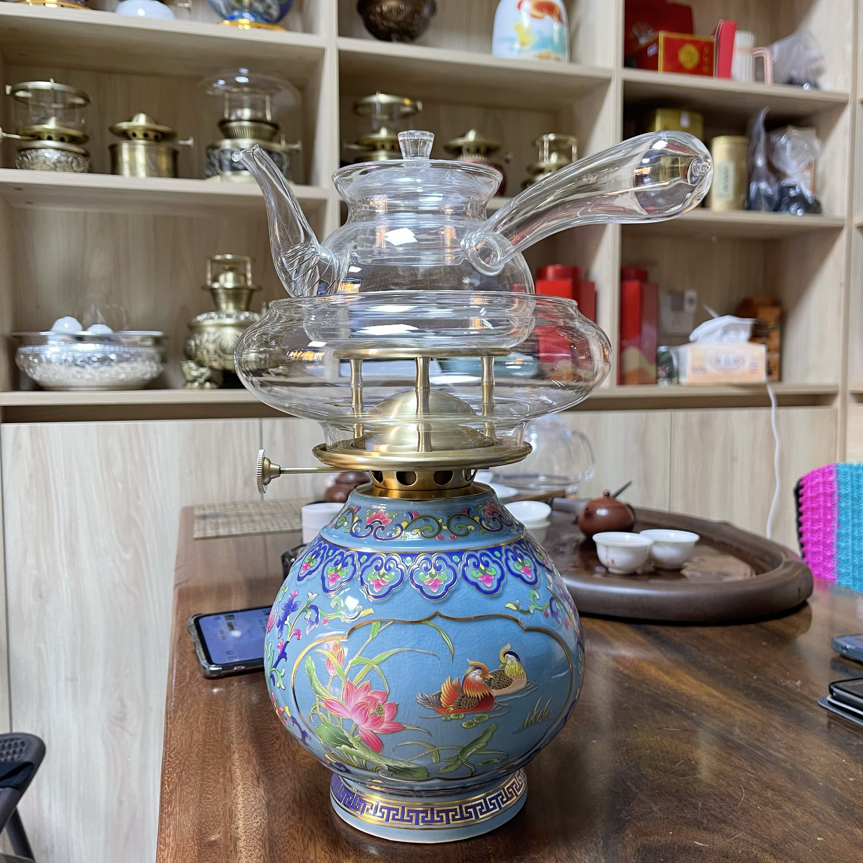 Wine bottle and tea lamp tea stove health lamp