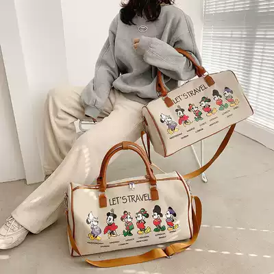 Mickey portable travel bag female light and large capacity canvas travel bag cross-body shoulder short-distance duffel bag storage bag