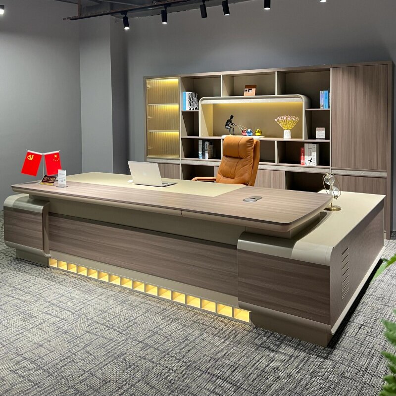 Simple Modern Executive Desk, High-End and Elegant Office Desk, New Chinese Style Manager's Desk, Black Walnut Solid Wood Boss Desk