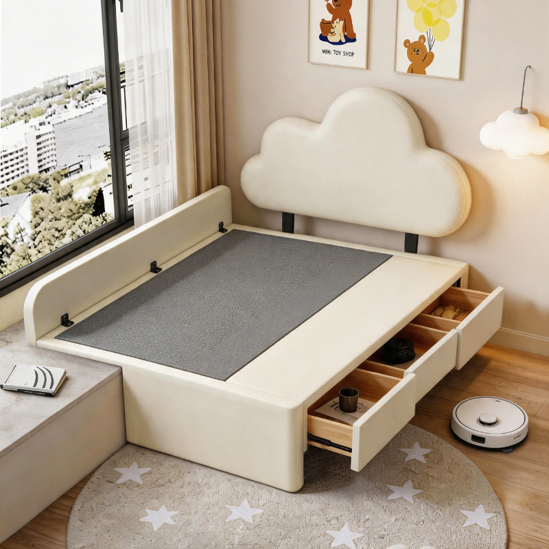 Cloud Bed, Bay Window Connected Bed, Upholstered Bed, Window Sill Bed, Spliced Bed, Small Apartment Half Bay Window Half Bed, Children's Bed