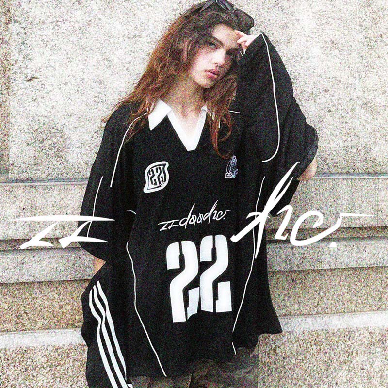 [Celebrity Style] 22Doodle Original Detachable V-Neck Mesh Quick-Drying Ultra-Loose Long Sleeve Short Sleeve T-Shirt