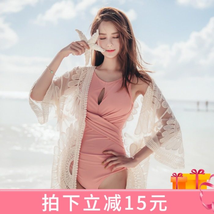 2021 new bubbles spa superb and small breasts to woo a conservative even swimsuit woman covered with a slim swimming dress Bikini