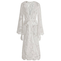 2021 new white lace sexy bikini blouse swimsuit women Long Beach sunscreen swimming equipment