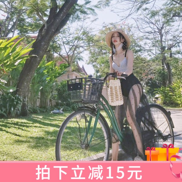 inS new net red Korean sexy bikini three-piece split swimsuit women's hot spring gathering super thin