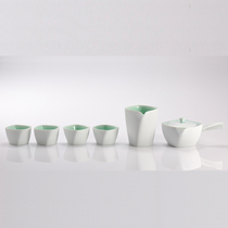 GuWu kiln fire jade celadon kung fu tea set one pot four cups set of household reception cups to give gifts to the elders