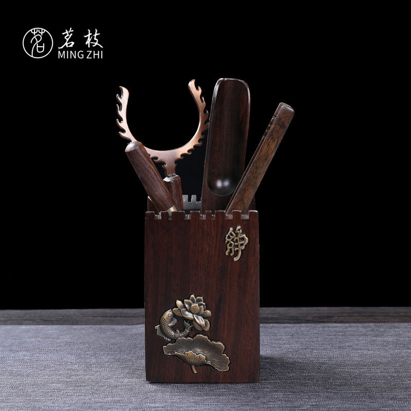 Tea piece of tea piece of tea pin teaspoon solid wood kung fu tea set of tea pieces