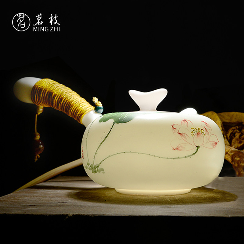 Teapot white porcelain goat fat jade kung fu teapot tea tea tea maker Home Ceramics for tea drinking on the side of the tea house