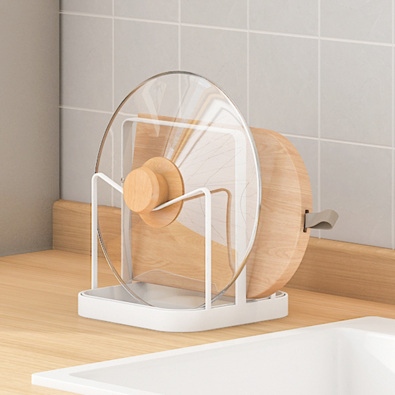 Countertop sitting pot cover rack vertical chopping board storage rack free punching multi-functional household kitchen shelf artifact