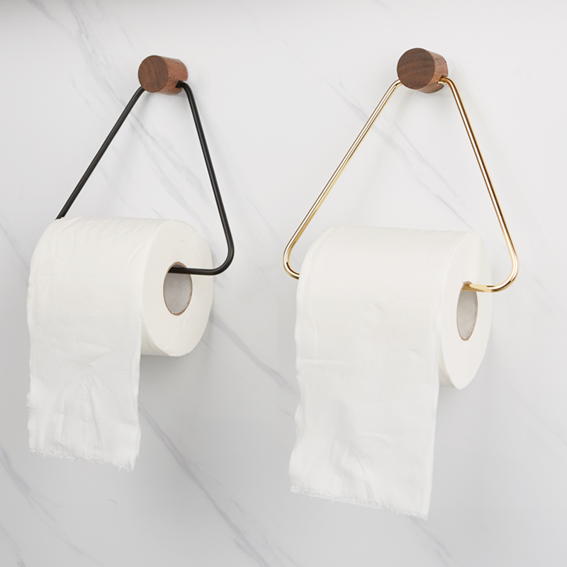 Nordic powder room punch-free solid wood tissue holder simple toilet creative roll toilet paper holder bathroom towel holder tissue box