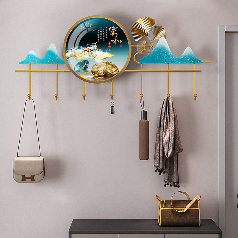 Wall-Mounted Coat Hook Behind the Door, Decorative Metal Hanger, High-End Crystal Porcelain Door Hook, Creative Coat Hook