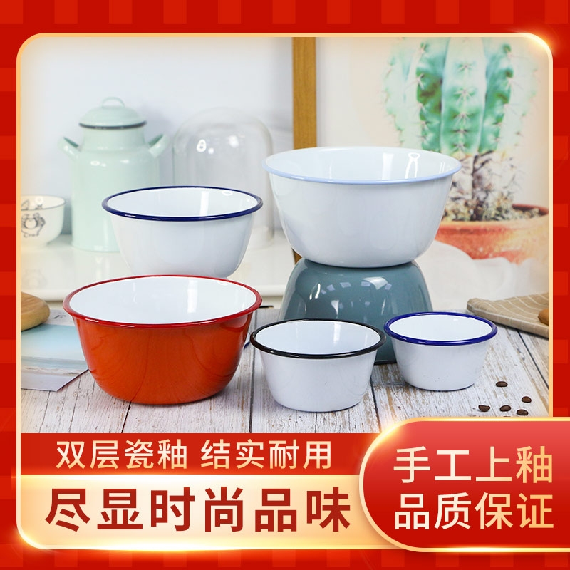 Implicit artisan enamel old lavabo nostalgic enamel bowls with thick lard bowl bowl of soup basin of restoring ancient ways of household and stuffing