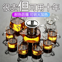 Royal glass tea set Household living room Kung Fu tea cup small set Office guest Light luxury tea maker Teapot