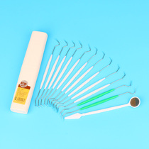Dental probe stainless steel double-headed hook metal toothpick household cleaning plug tooth hole oral care tool box